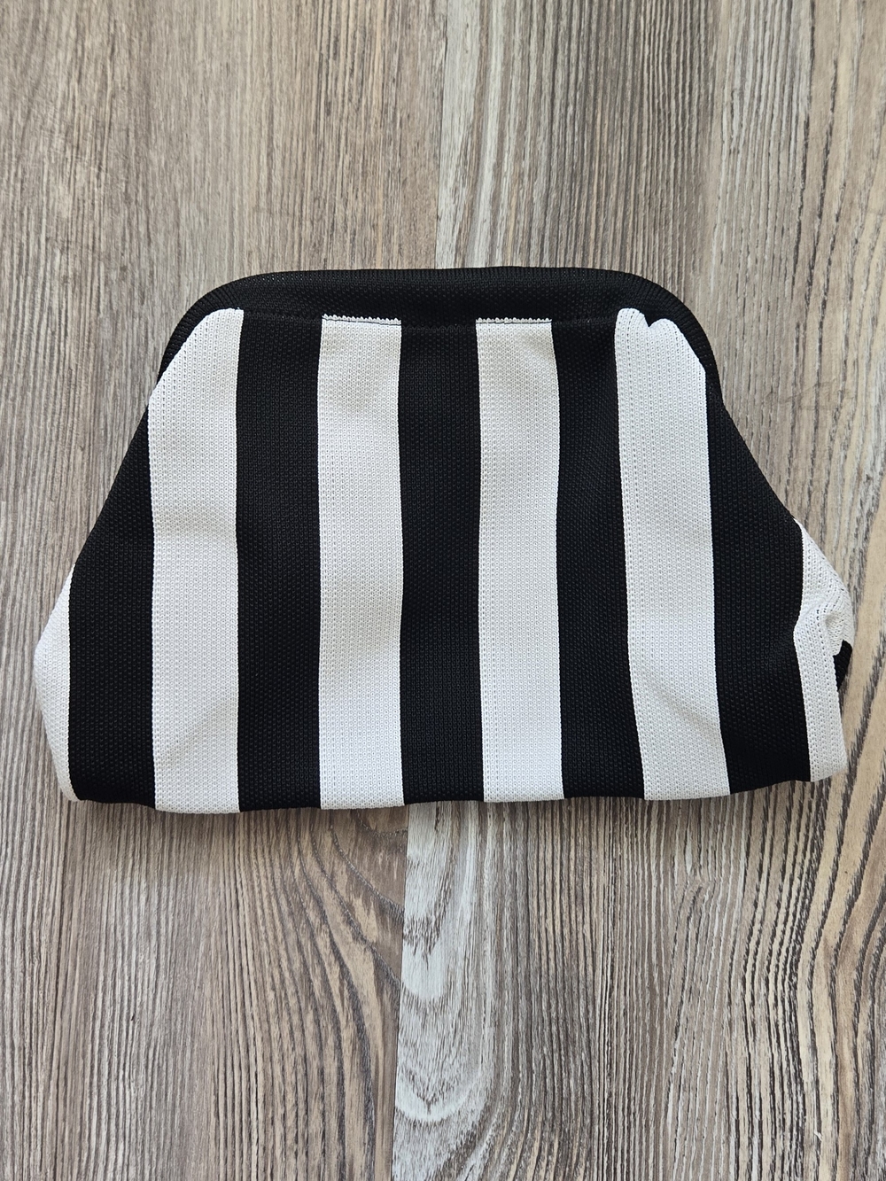 Black and White Striped Cosmetic Pouch